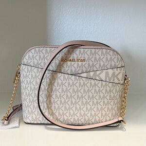 Michael Kors Cream and Pink Crossbody Bag